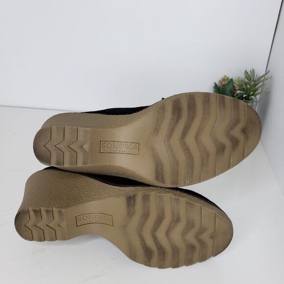 Sonoma Black Suede Leather Wedge Booties Size 6 - Picture 11 of 15